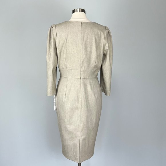 Antonio Melani Dhara V Neck Stretch Sheath Dress Beige Natural size 12 - Picture 7 of 12